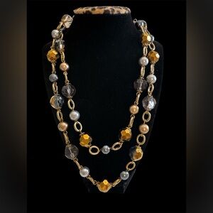 Elegant Gold and Silver Beaded Necklace by Kenneth J Lane